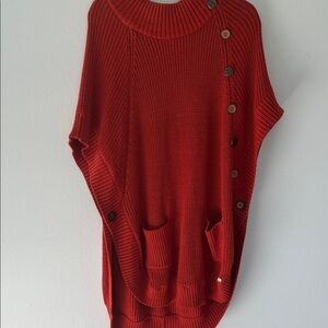 PURE KNITS Women's Red Button-Detail Sweater
